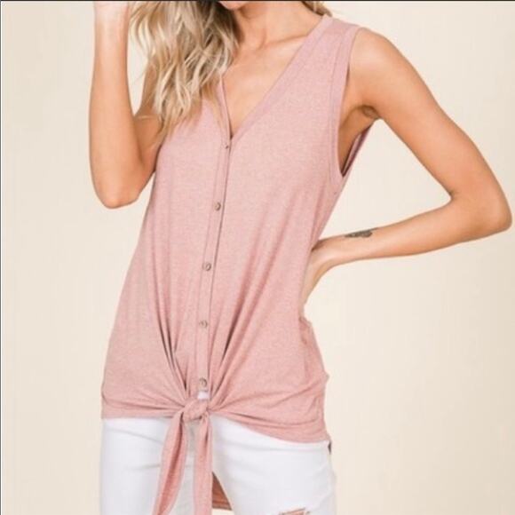 Sleeveless button front top pink - Picture 2 of 8
